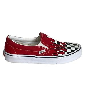 Vans Red and Black Flame Mules